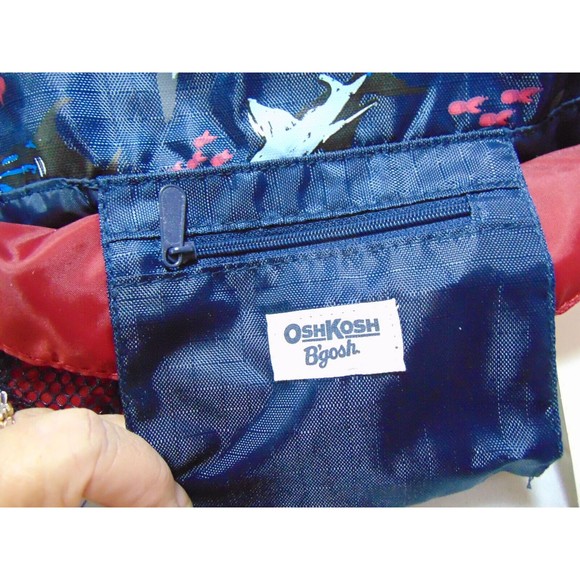 OshKosh B Gosh SHARKS Drawstring Bag/Backpack Multi-Pockets Nylon Knapsack - Picture 9 of 9